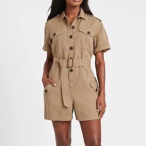 Banana Republic Heritage Romper Tan Belted Utility Safari Jungle‎ Size 4 Petite
